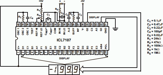 ICL7107 DPM and DVM chip from Intersil