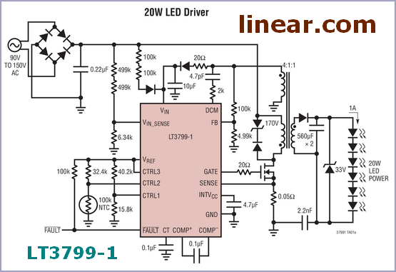 Offline Isolated Flyback LED Controller - LT3799-1