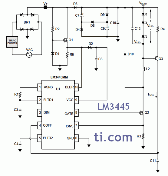 LM3445 - TRIAC dimmable offline LED driver